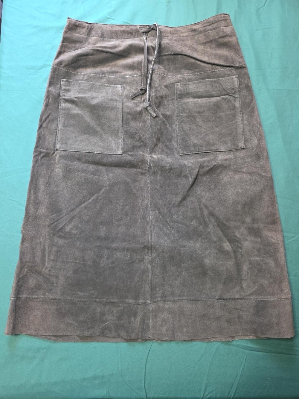 Massini Genuine Brown Suede Leather Midi Skirt Women's Size 10 Y2K Vintage